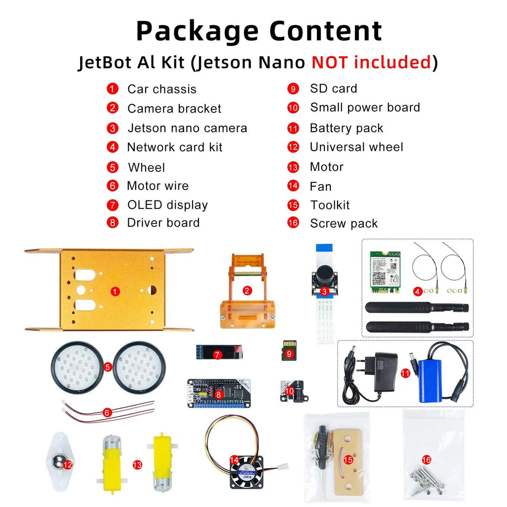 Jetbot AI Robot Car Kit – NVIDIA Jetson Nano Powered | Object Detection, Face Recognition, Autonomous Driving &amp; Deep Learning | Python &amp; JupyterLab (Orange, Without Jetson nano)