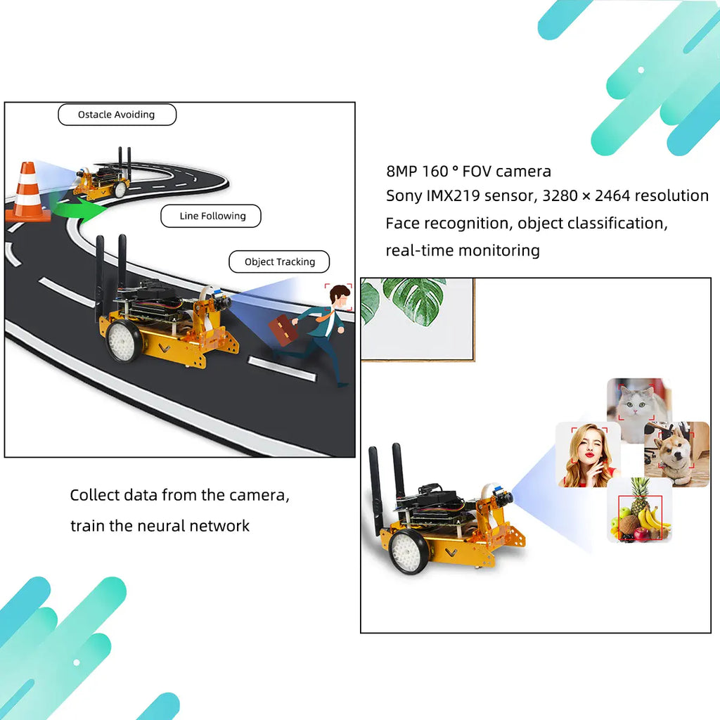 Jetbot AI Robot Car Kit – NVIDIA Jetson Nano Powered | Object Detection, Face Recognition, Autonomous Driving &amp; Deep Learning | Python &amp; JupyterLab (Orange, Without Jetson nano)