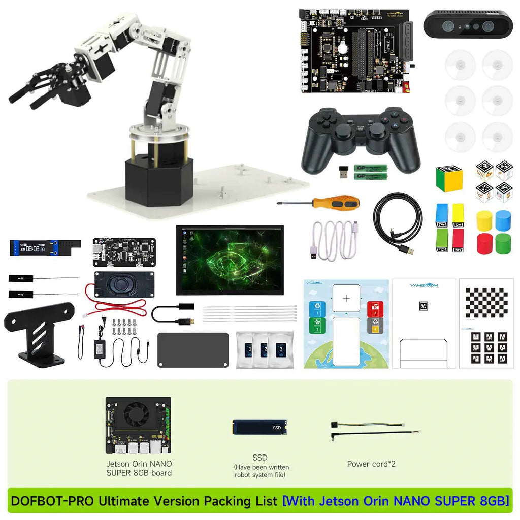 Yahboom DOFBOT Pro AI Large  Language Model 3D Depth Vision Robotic Arm-Ultimate Version with Jetson Orin NANO SUPER 8GB Board