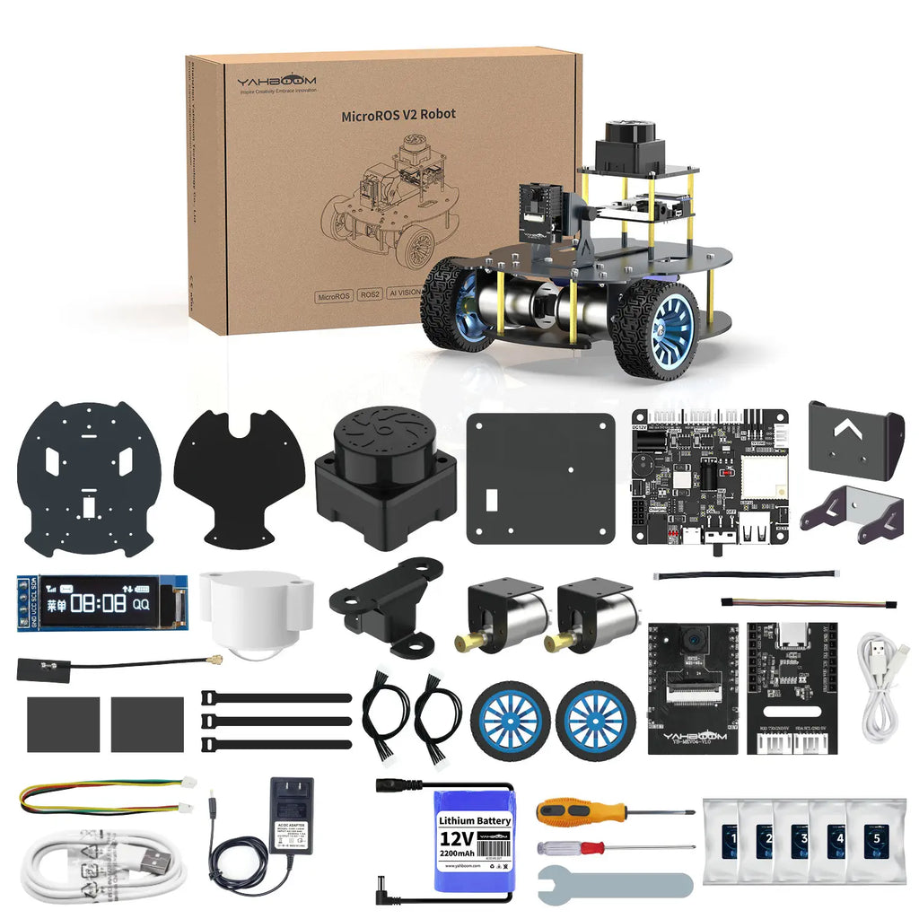 MicroROS V2 ROS2 AI Robot Car for PC virtual machine (MacOS is not supported)-Standard kit