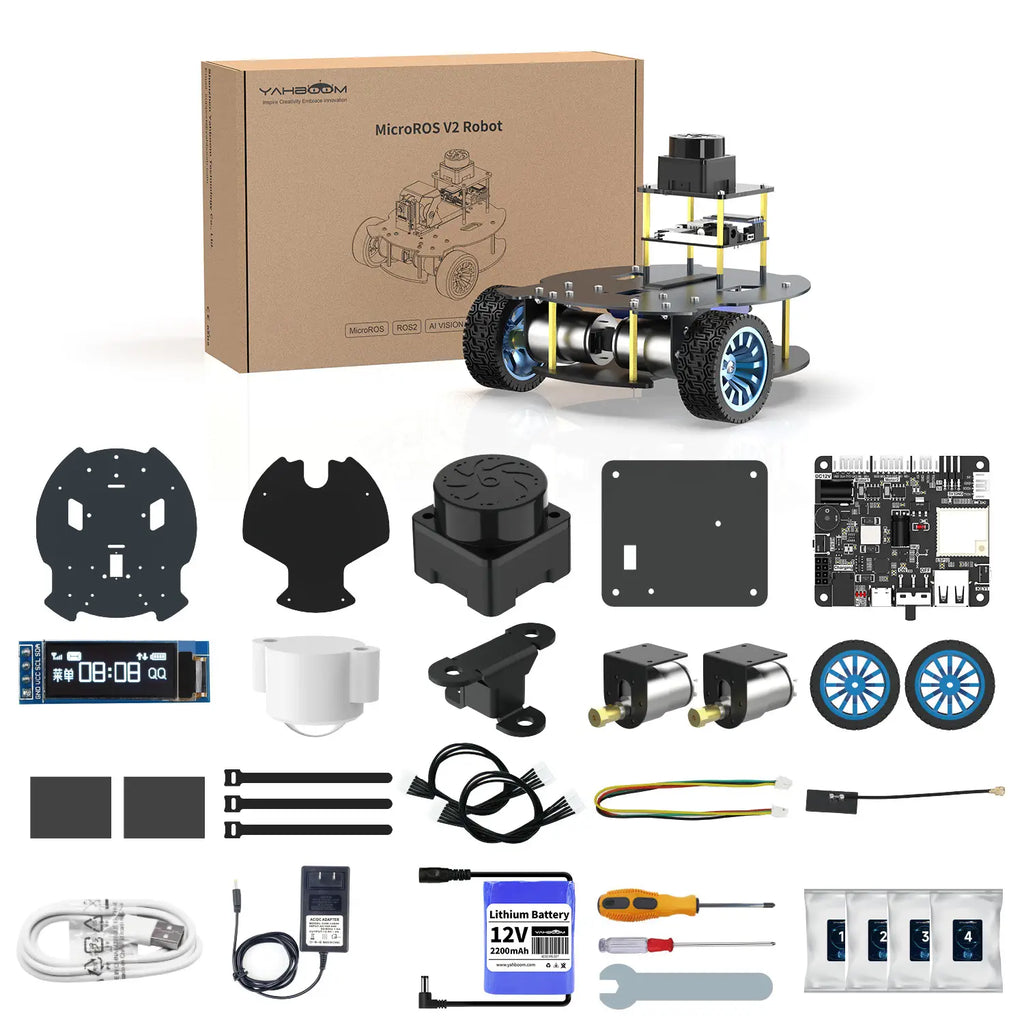 MicroROS V2 ROS2 AI Robot Car for PC virtual machine (MacOS is not supported)-Basic kit