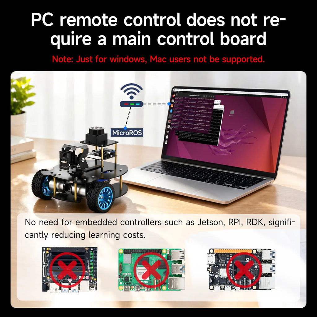MicroROS V2 ROS2 AI Robot Car for PC virtual machine (MacOS is not supported)-Standard kit