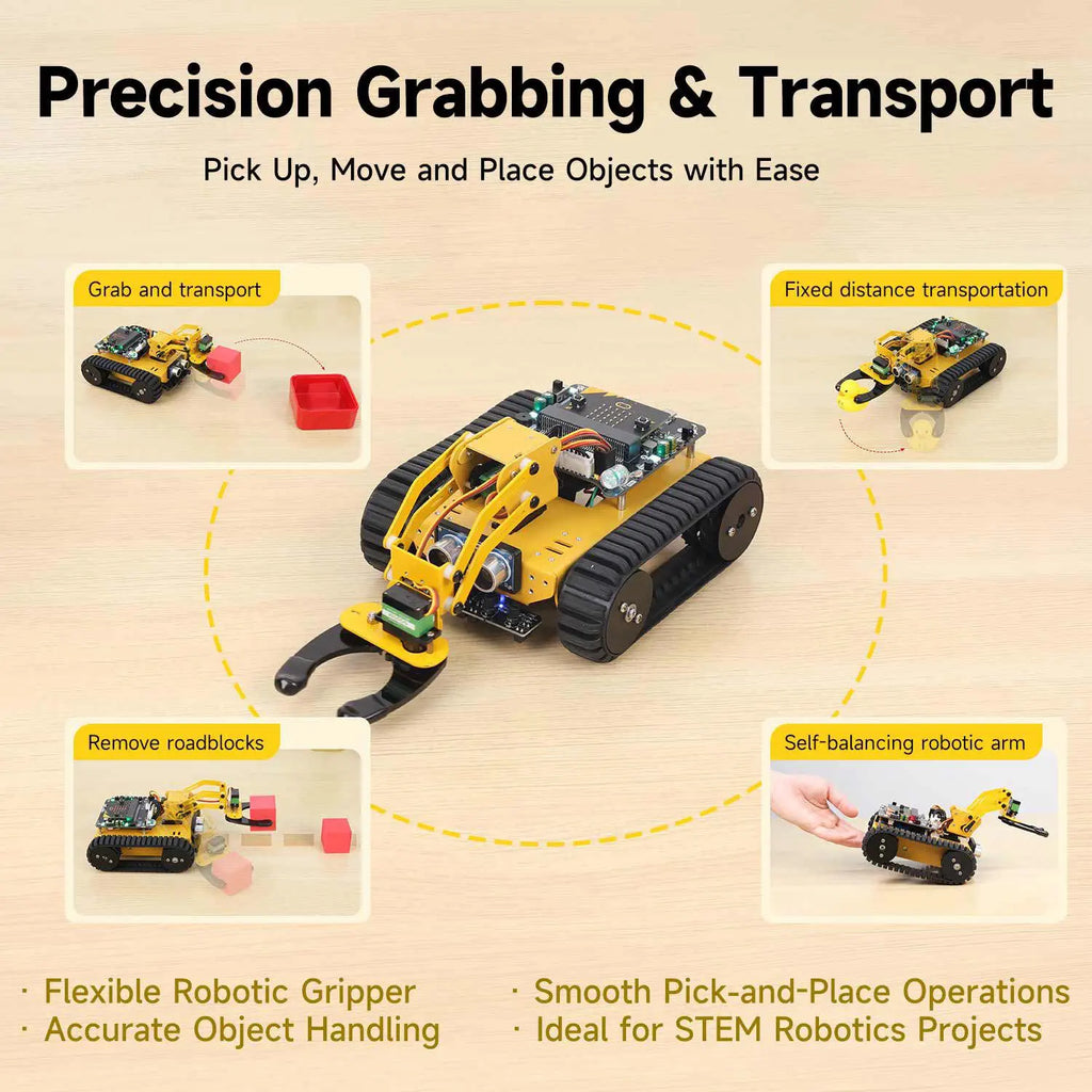 Yahboom Last:bit Programmable Tank Car with 3DOF Robotic Arm(Standard Version without Microbit)