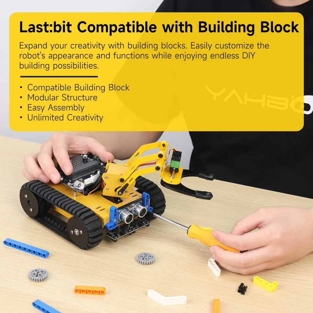Yahboom Last:bit Programmable Tank Car with 3DOF Robotic Arm(Standard Version without Microbit)