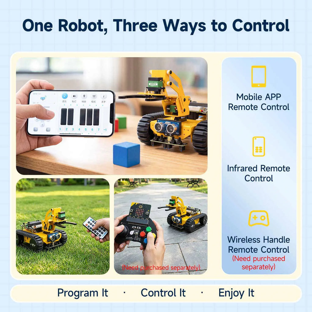 Yahboom Last:bit Programmable Tank Car with 3DOF Robotic Arm(Standard Version with Microbit V2)