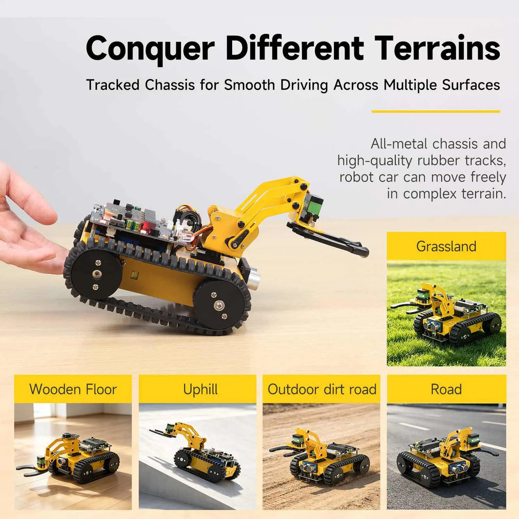 Yahboom Last:bit Programmable Tank Car with 3DOF Robotic Arm(Superior Version without Microbit)