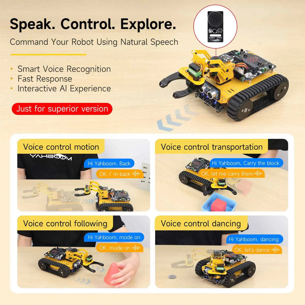 Yahboom Last:bit Programmable Tank Car with 3DOF Robotic Arm(Superior Version without Microbit)