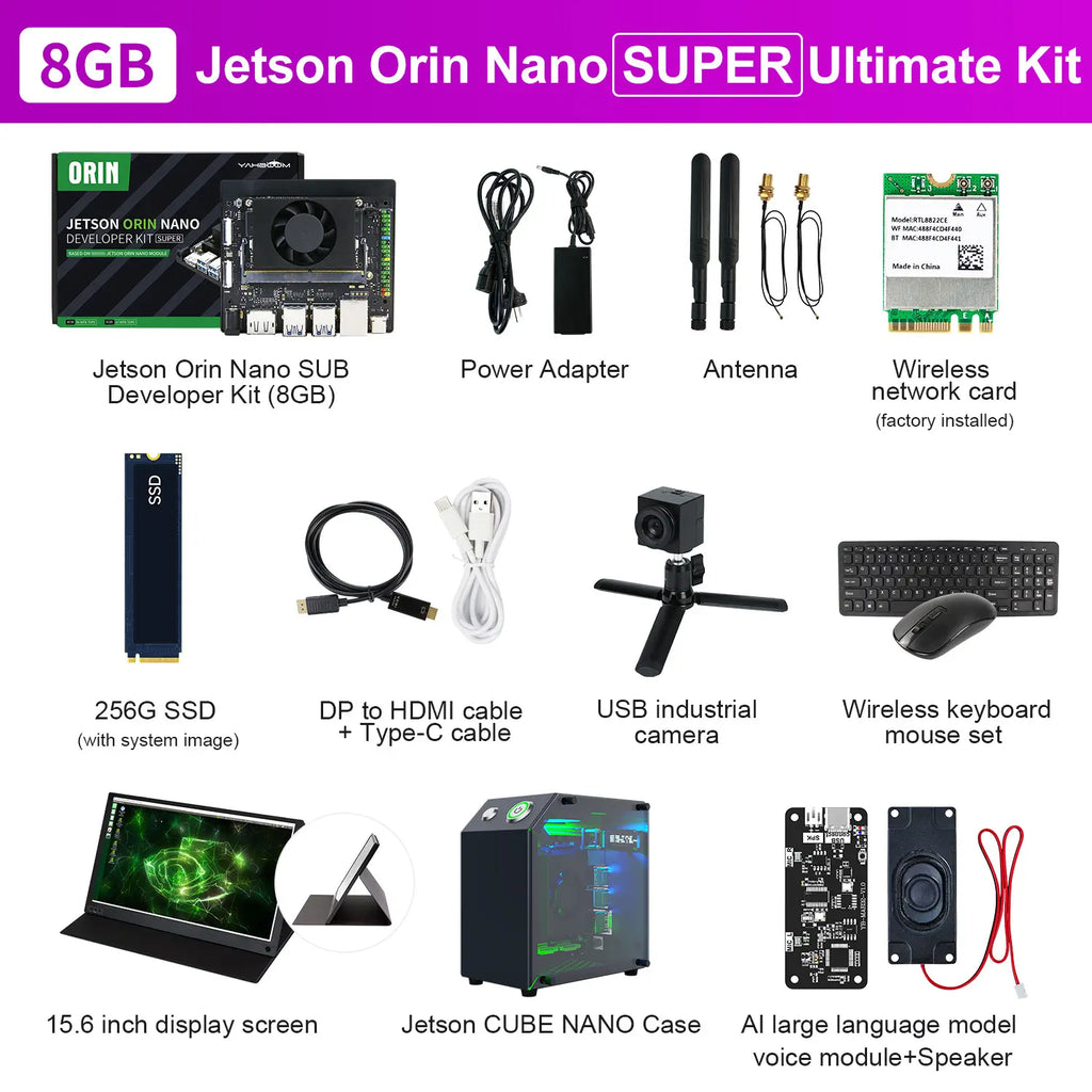 Jetson Orin NANO SUPER Developer Kit SUB with 8GB RAM Based On NVIDIA Core Module for AI Deep Learning(Ultimate Kit)