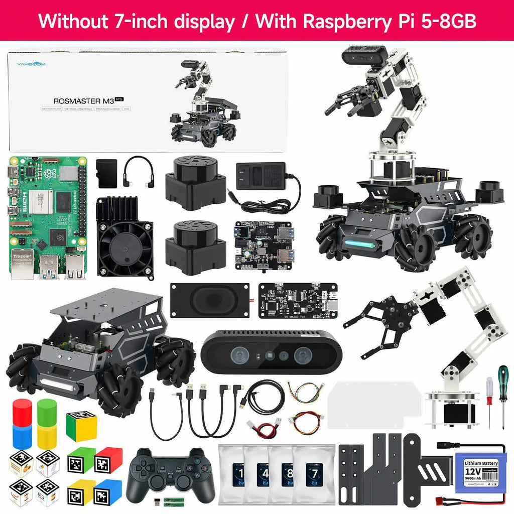 Yahboom ROSMASTER M3 Pro ROS2 Robot No Display-with Raspberry Pi 5 8GB Board