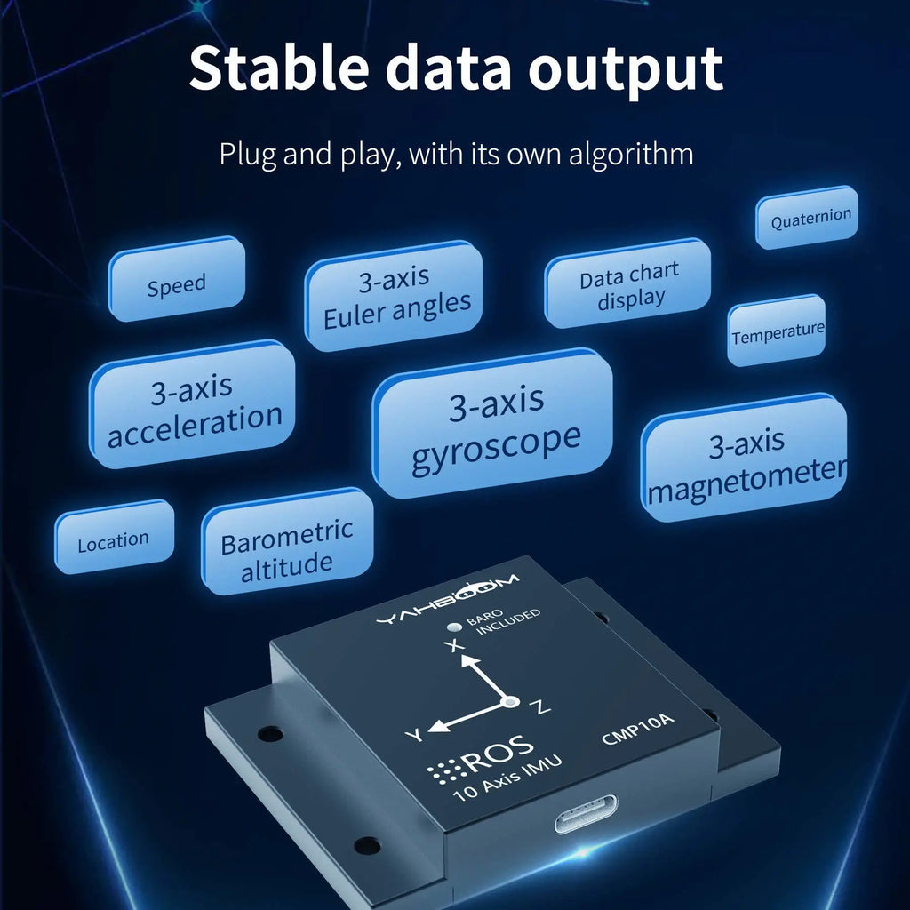 ‌Yahboom 10-Axis IMU Inertial Navigation AHRS Sensor Module with T-mini 12M Lidar