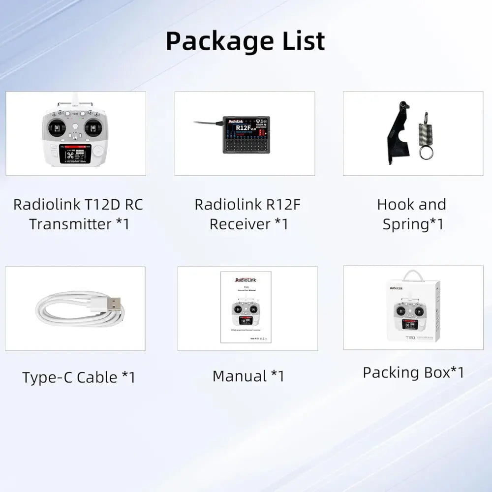 RadioLink T12D 12CH 2.4GHz Transmitter w/ R12F Receiver Long Range