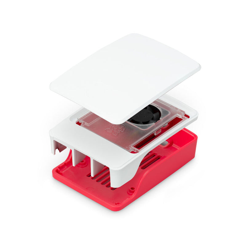 Raspberry Pi Case w/ Fan for Pi 5 (Red/White)