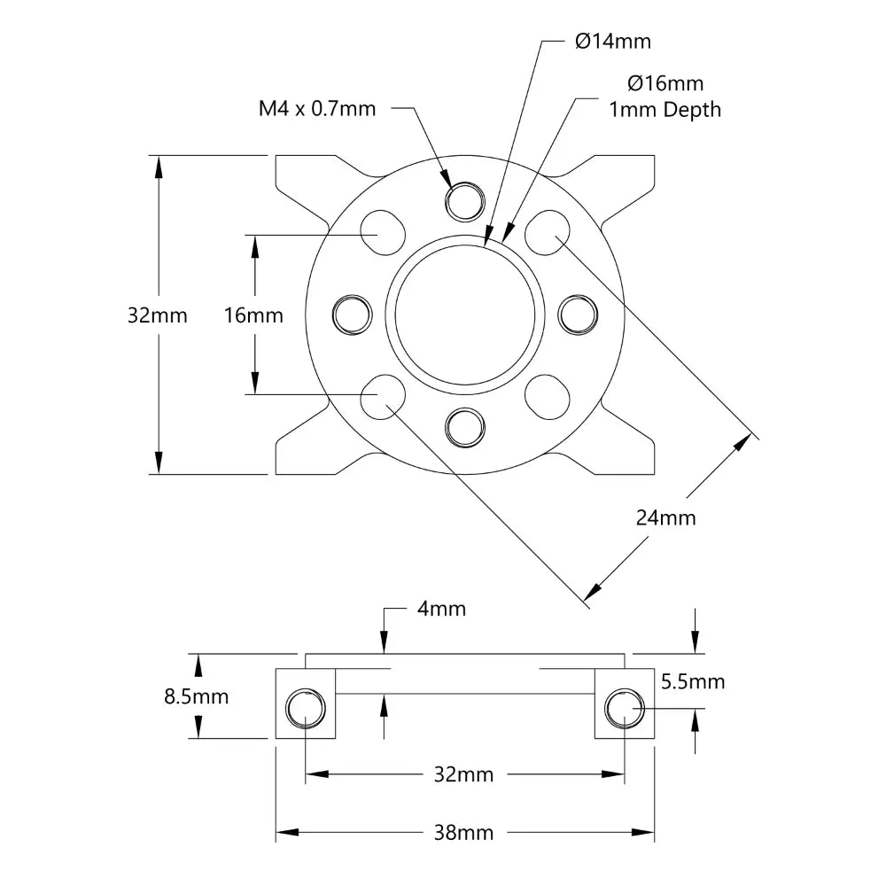 ServoCity 1221 Series 2Side, 2Post Pattern Mount (321)