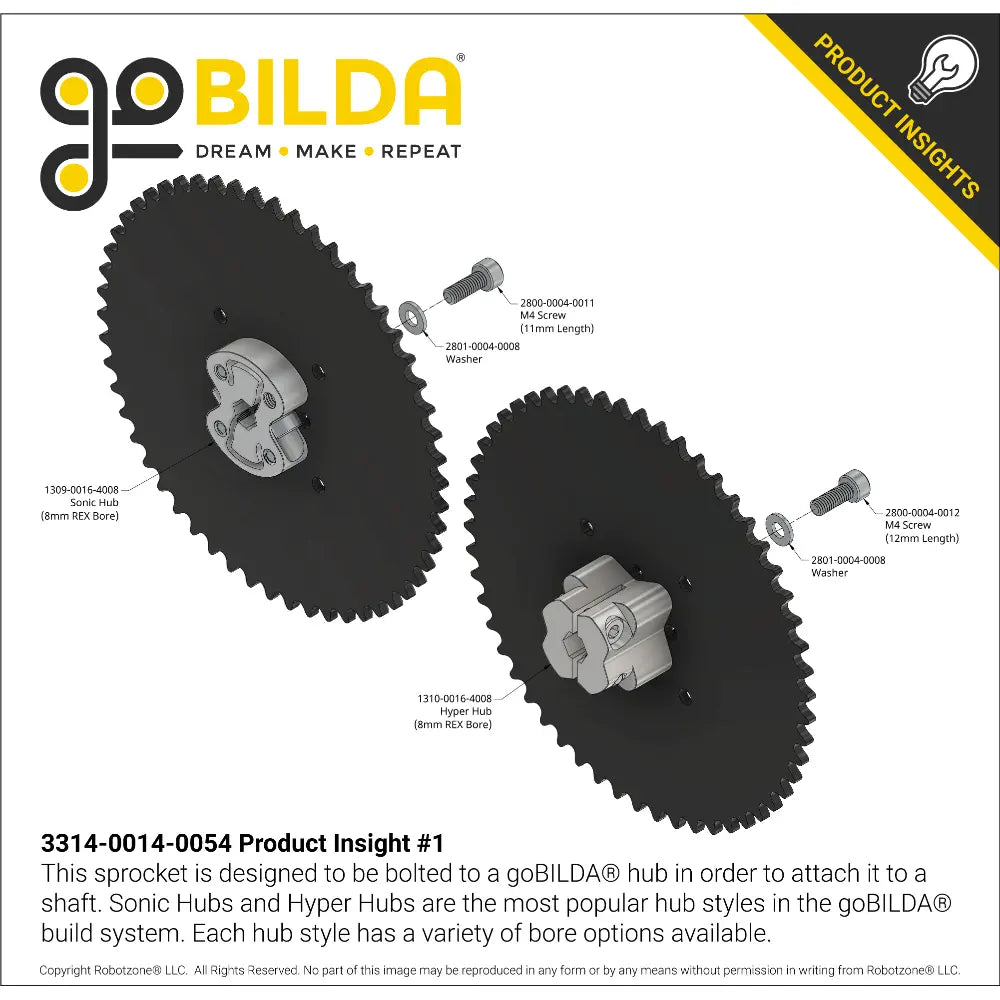 Piñón de Montaje en Buje de Acetal ServoCity 25 Pitch (Agujero de 14mm