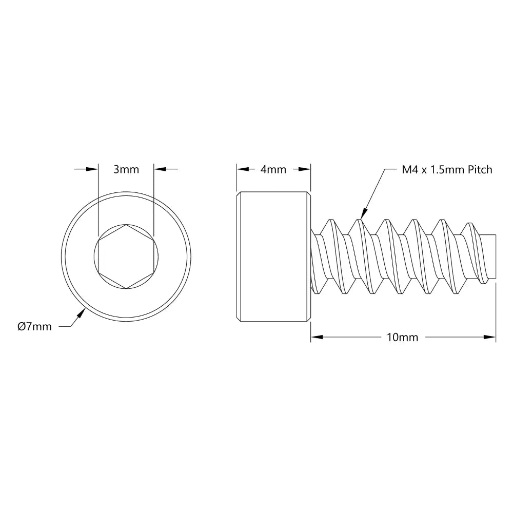 ServoCity ZincPlated Steel ThreadForming Socket Head Screw (M4 x 10mm