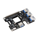 Waveshare PCIe to USB 3.2 Gen1 HAT for Raspberry Pi 5, 4x High Speed USB Ports, HAT + Standard