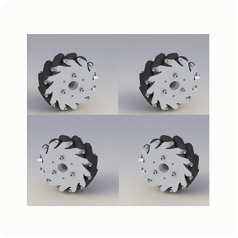 127mm Aluminium Mecanum Wheels w/ Bearing Rollers (2x Left, 2x Right)