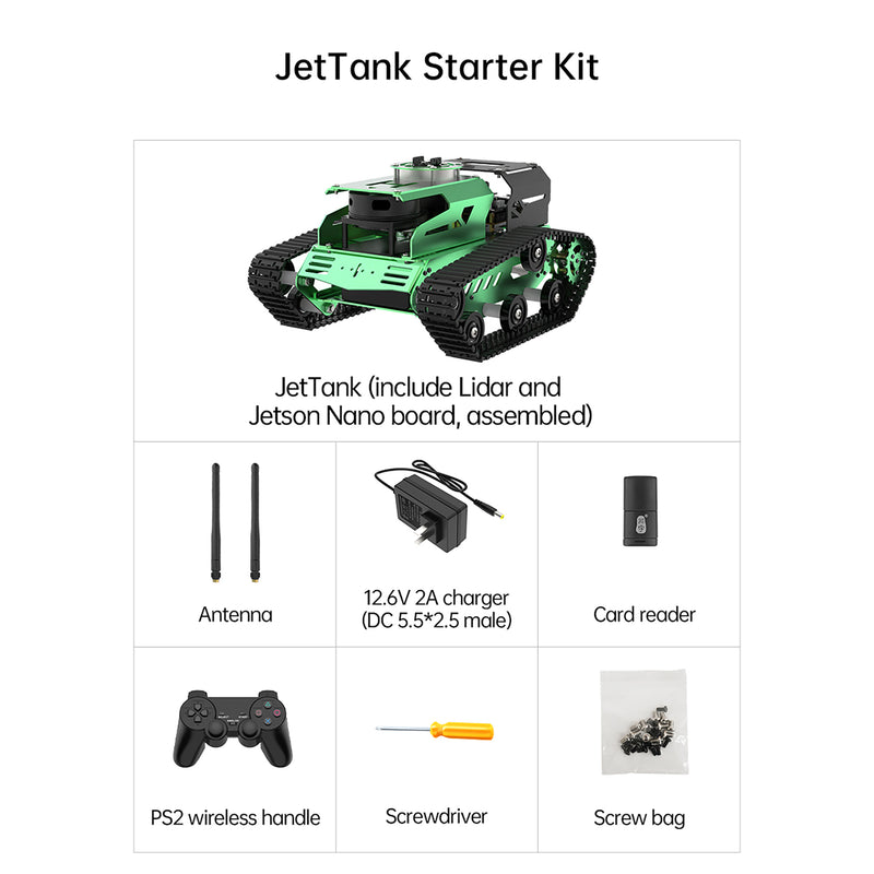 Hiwonder JetTank ROS Robot Tank Powered by Jetson Nano with Lidar Depth Camera Touch Screen, Support SLAM Mapping and Navigation (Starter Kit)