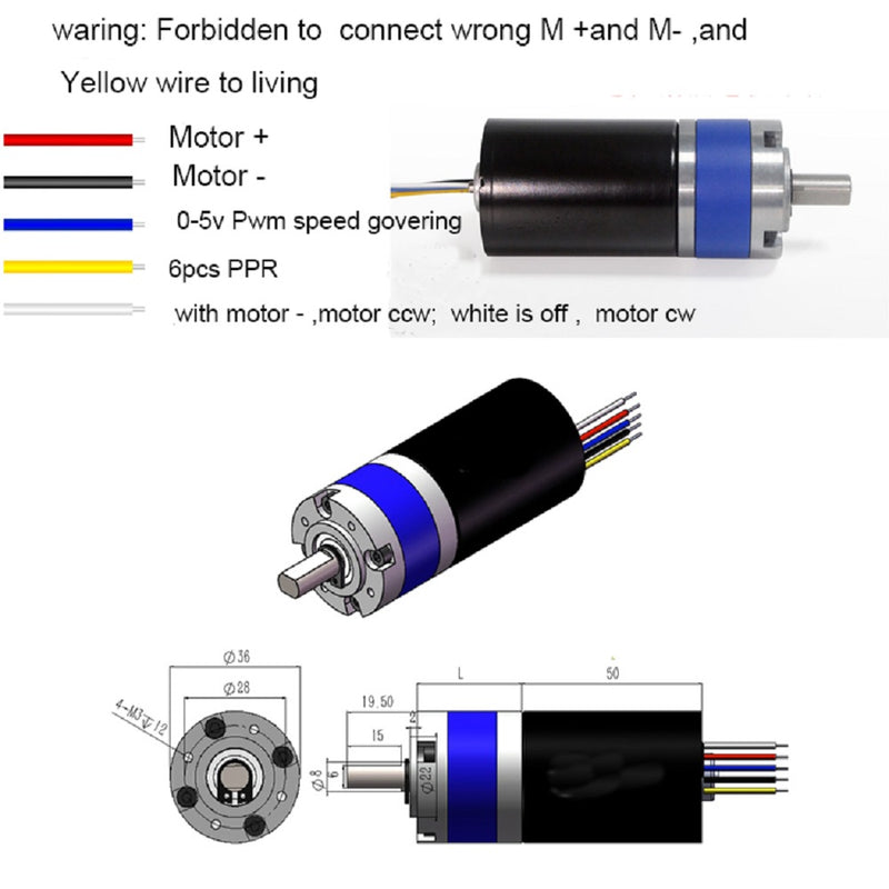 36mm 24V 60RPM High-quality Micro 3650 Brushless DC Planetary Gear Motor