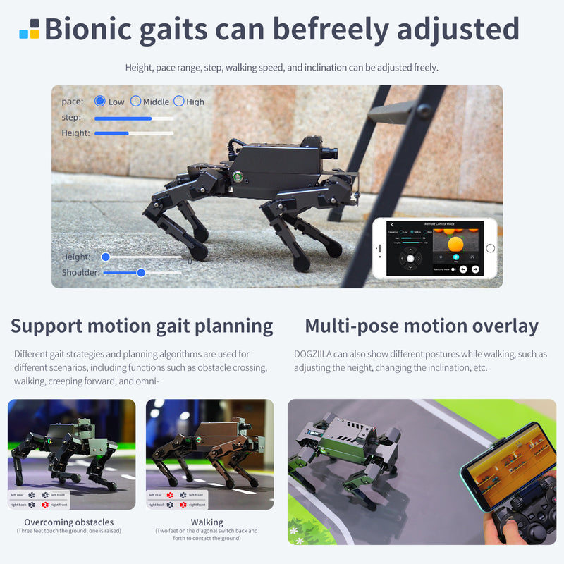 Yahboom 12DOF ROS2 Robot Dog DOGZILLA S2 with AI Vision Support Lidar Mapping Navigation for Raspberry Pi 4B(Ubuntu 20.04+ROS2)