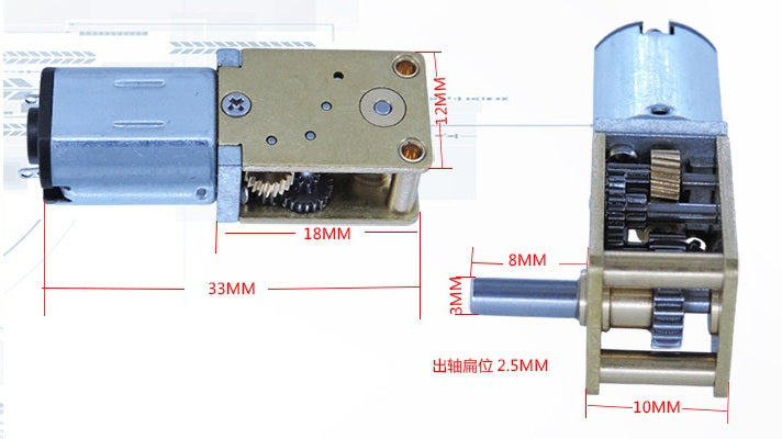 3V Micro DC Worm Gear Motor - 35RPM