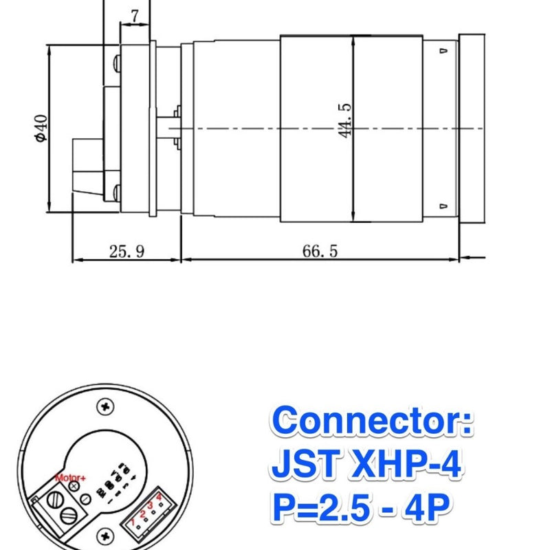 12V 0.68nm Planetary Gear Motor w/ Hall Sensor Encoder, 443RPM
