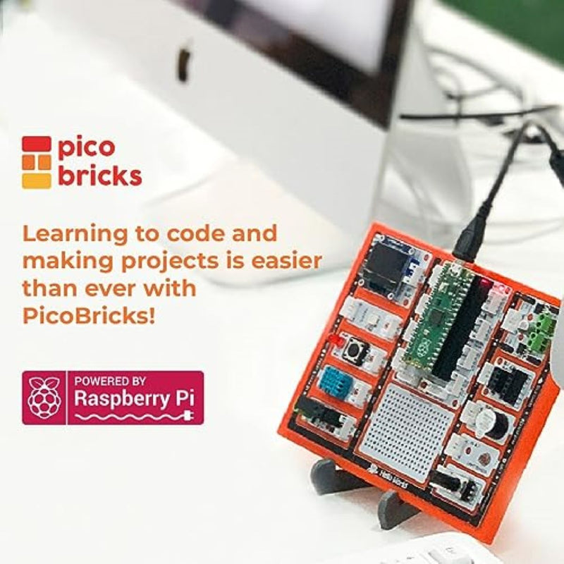 PicoBricks - Raspberry Pi Pico Starter Kit with 12 Sensors and Extensive Learning Guide, Raspberry Pi Base Kit