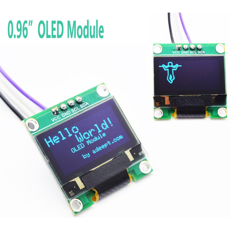 Adeept 0.96in OLED Module 128x64 SSD1306 I2C Serial Self-Luminous Display (4x)