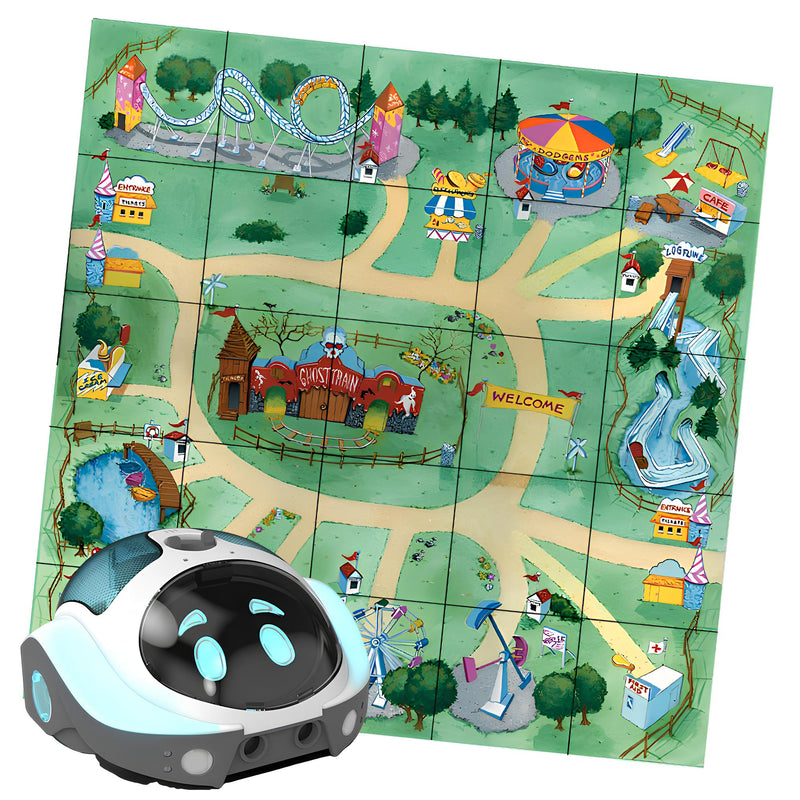Loti-Bot Coding Robot with Amusement Park Activity Play Mat Bundle, STEM Educational Toys Gifts for Kids Ages 7 and up