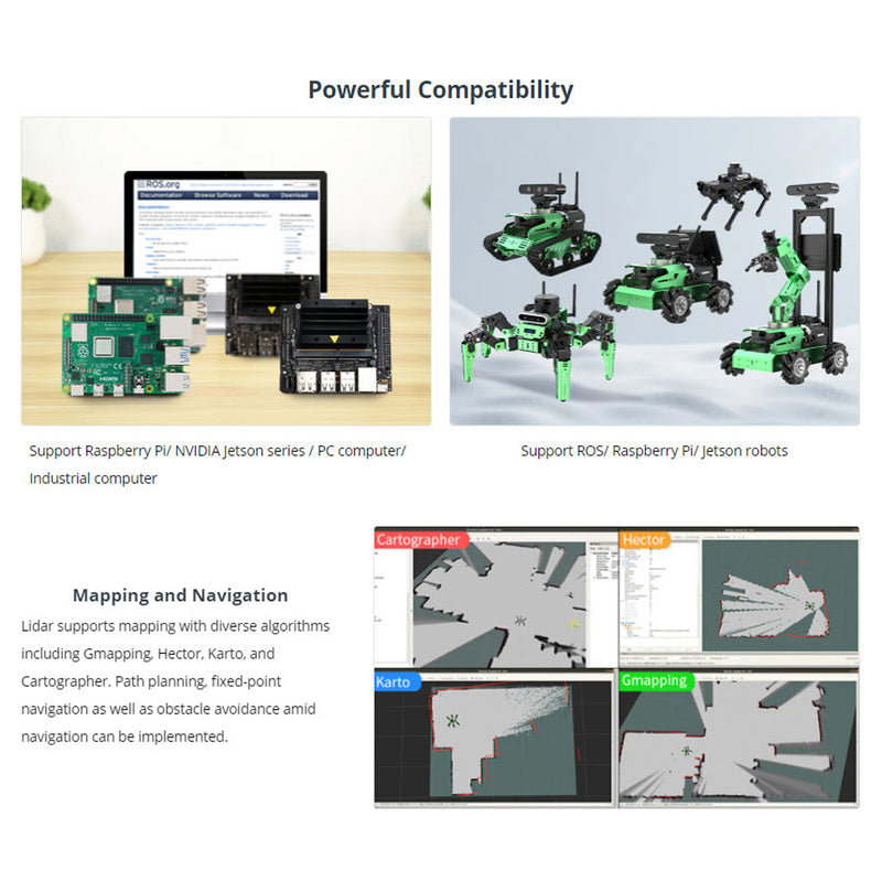 LD19 D300 LiDAR Developer Kit, 360 DToF Laser Scanner, Supports ROS1/2, Raspberry Pi &amp; Jetson Nano
