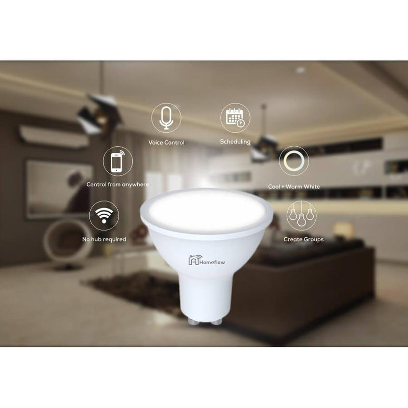 Homeflow WiFi Smart Light Bulb GU10 5W Cold White
