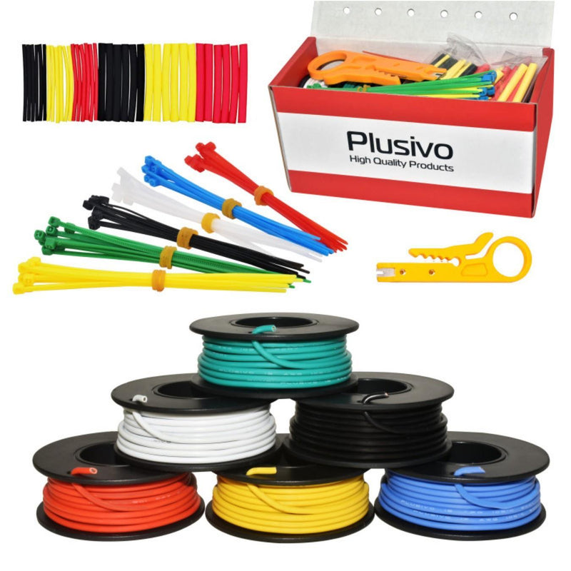 Plusivo 18AWG Hook Up Wire Kit - 6 Colors (5m each)