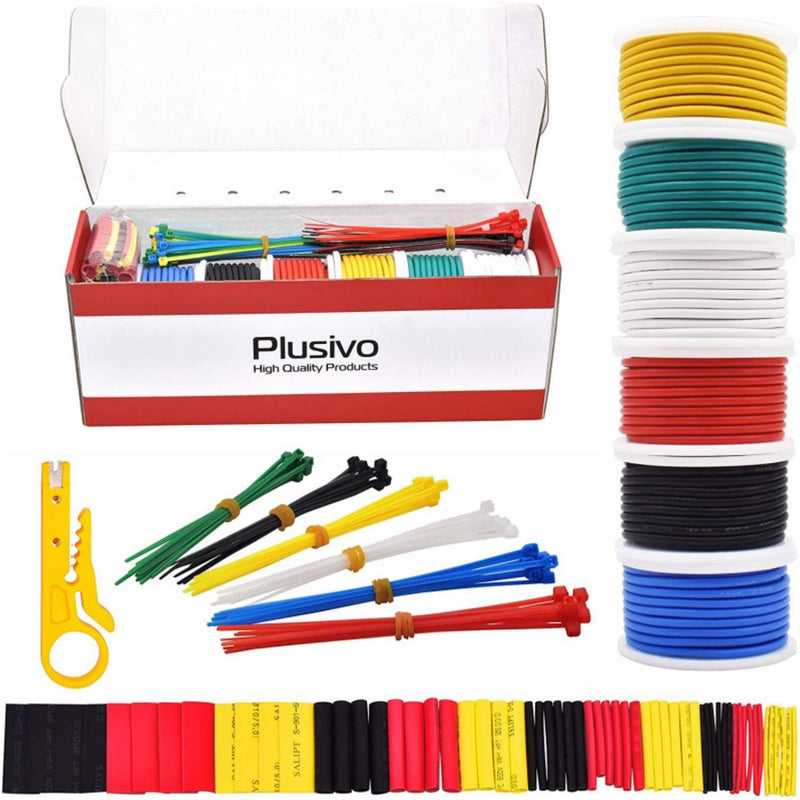 Plusivo 18AWG Hook Up Wire Kit - 6 Colors (16 ft each)