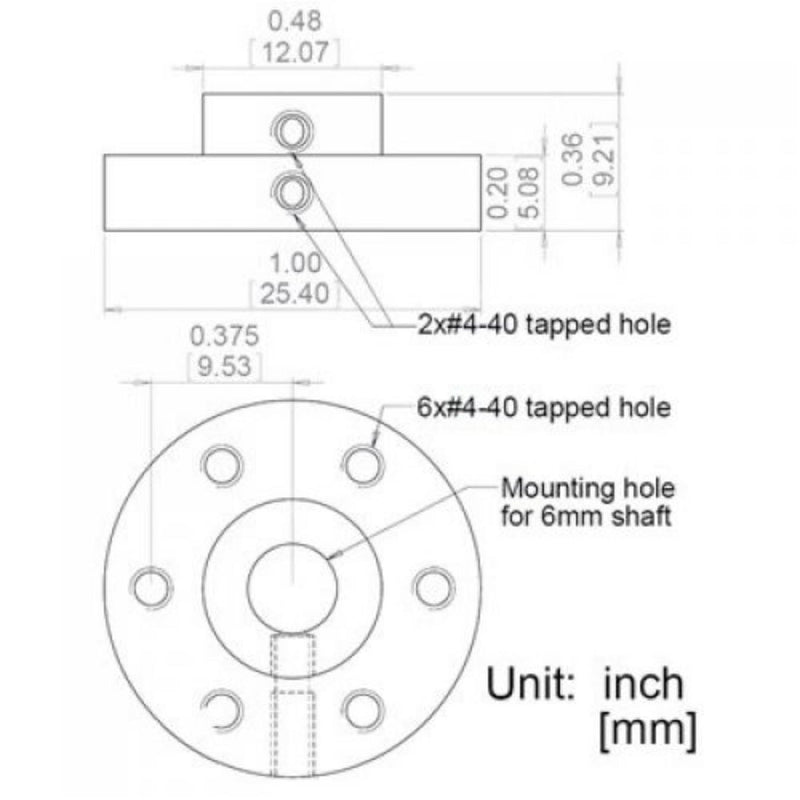 Pololu Universal Aluminum 6mm Mounting Hubs (4-40)